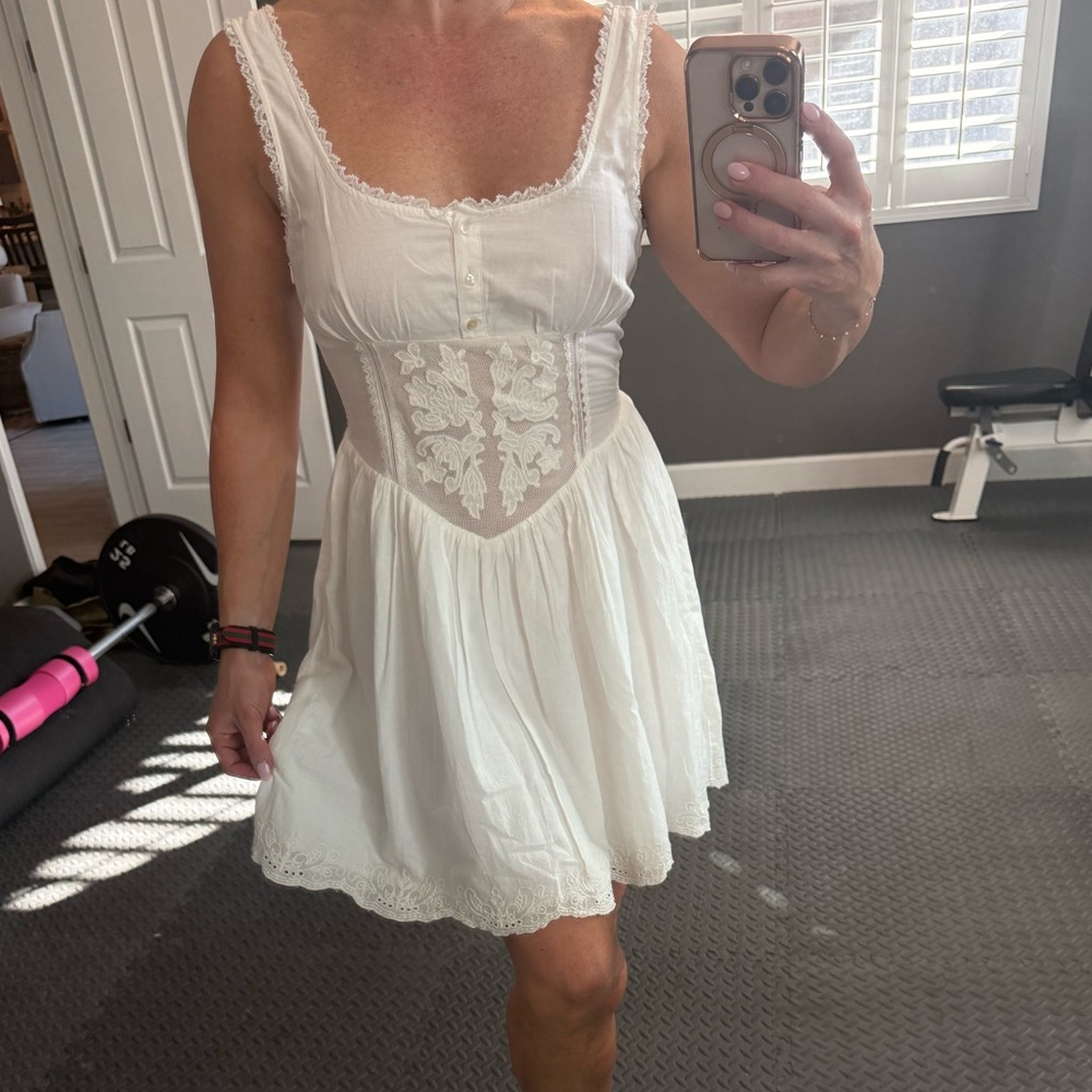 Zara White Lace Mini Dress - Picture 4 of 8